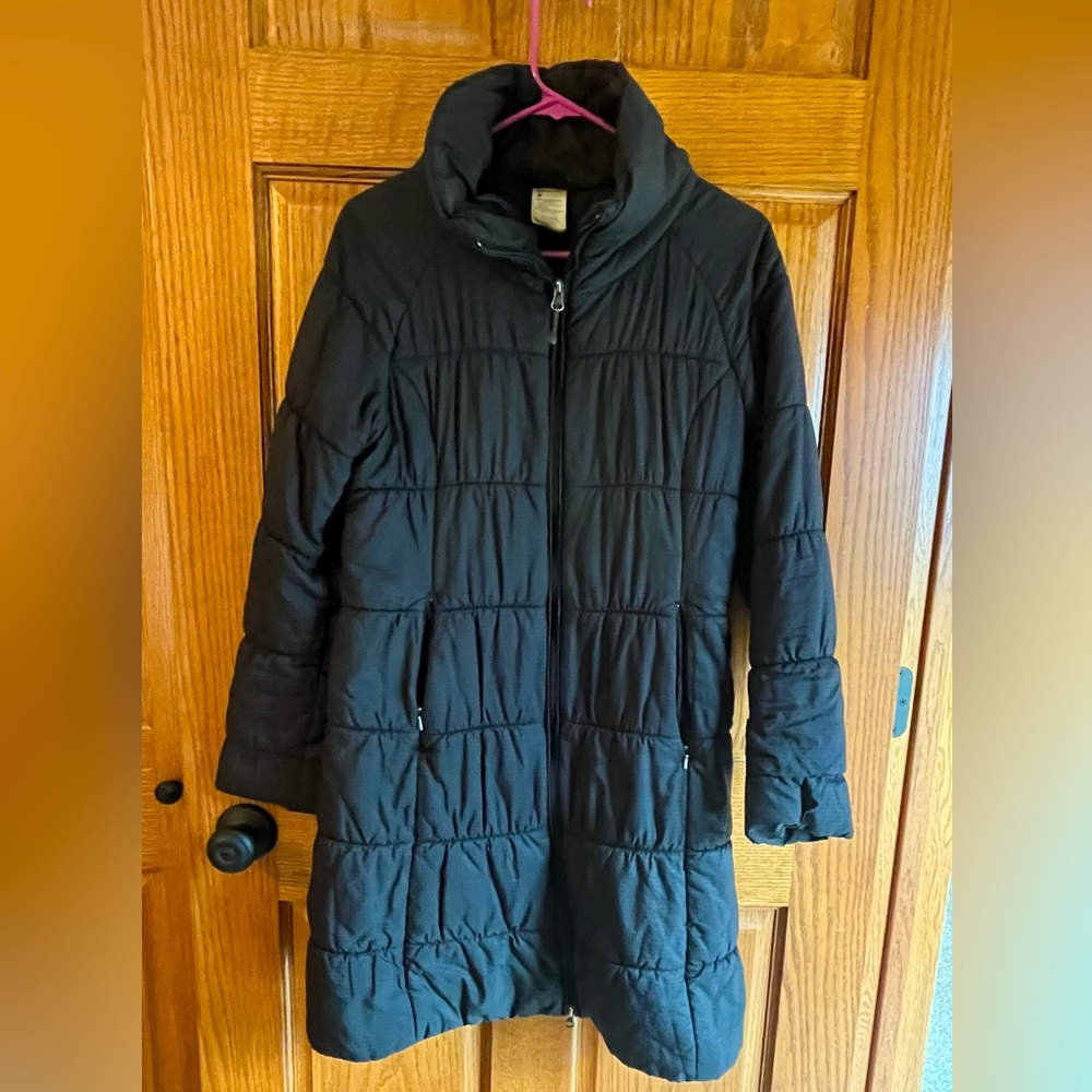 Patagonia Black Puffer Coat Size Small Knee Length, Zipper
